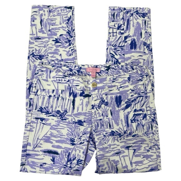LILLY PULITZER Pants - LILLY PULITZER  KELLY SKINNY TEXTURE ANKLE PANT LILAC VERBEN ROCK THE DOCK SZ 2